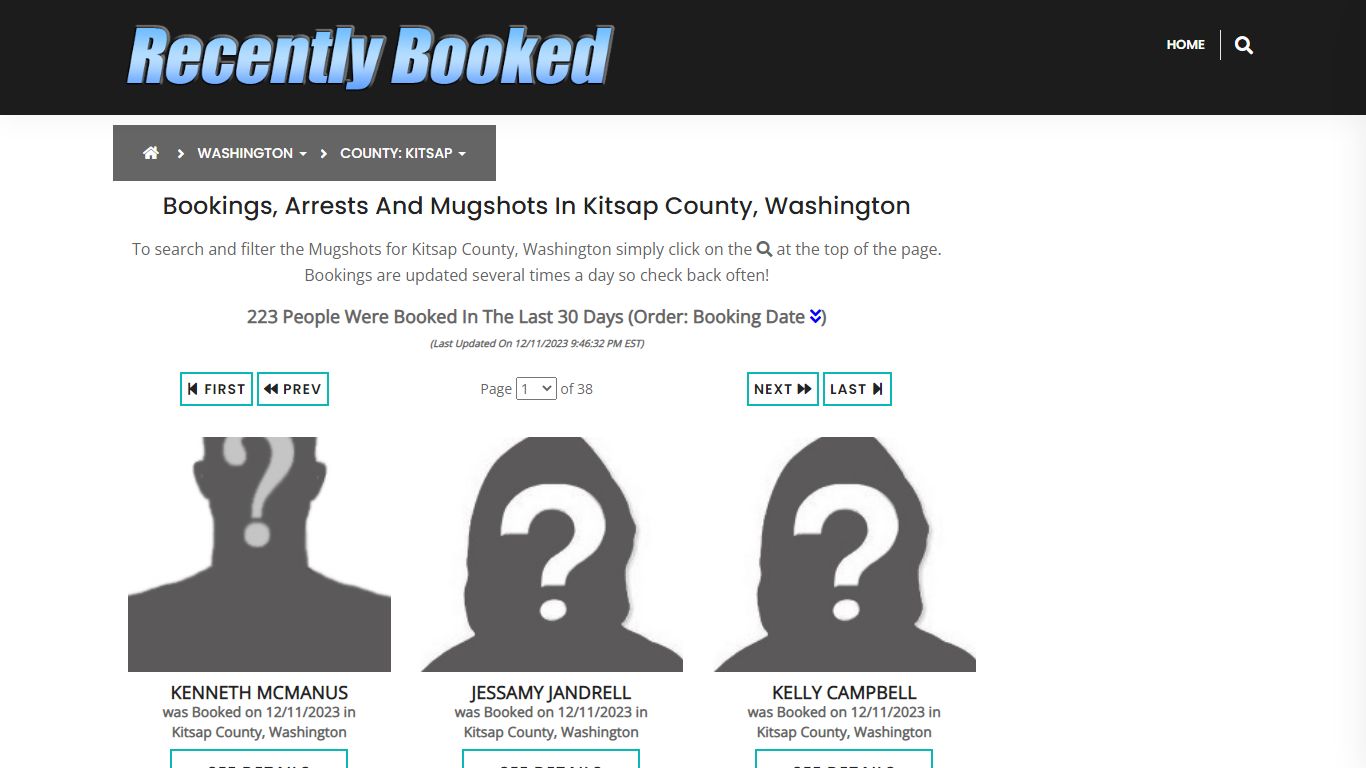 Bookings, Arrests and Mugshots in Kitsap County, Washington